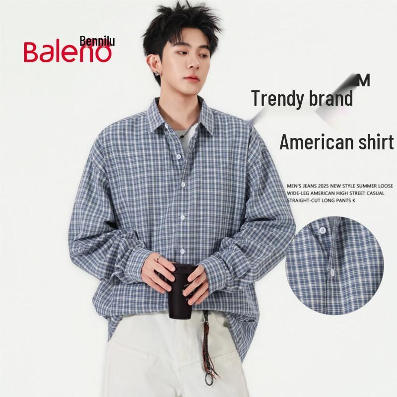 

Повседневная рубашка Baleno с принтом гусиная лапка , с длинным рукавом 3XL