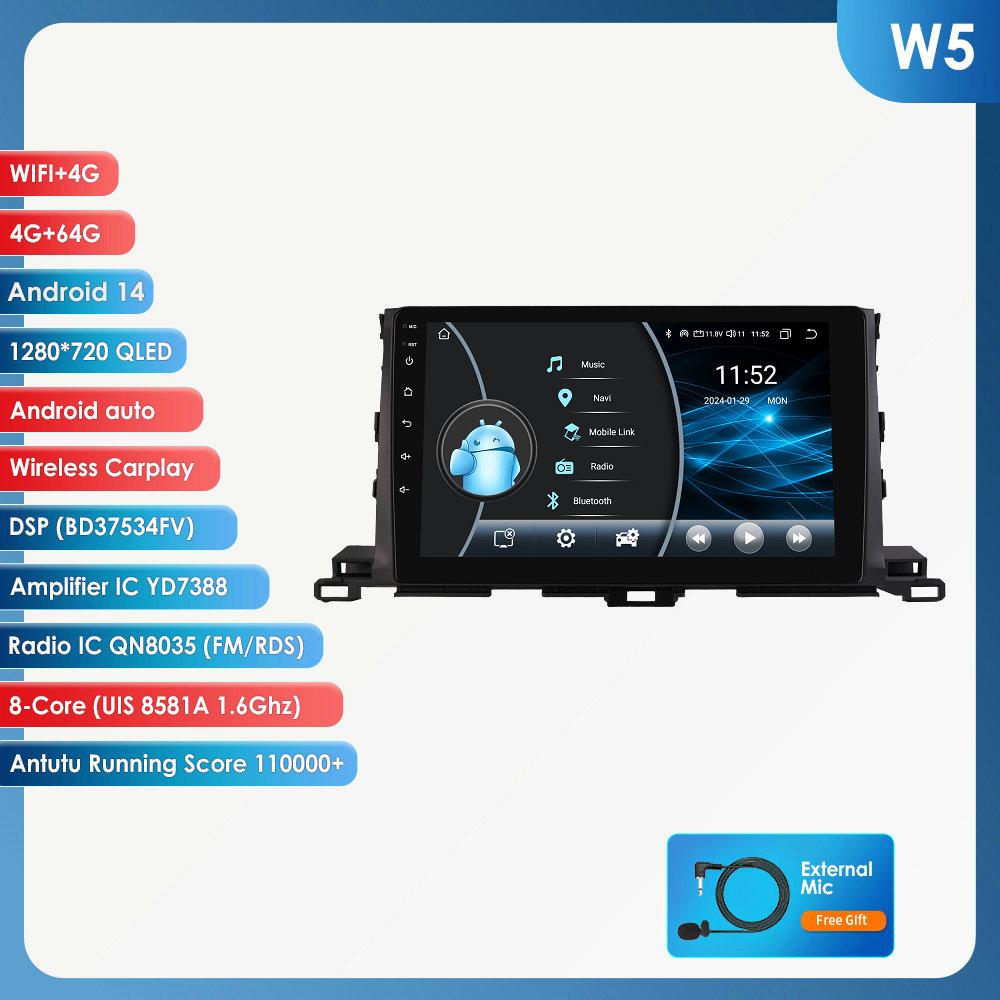 Ossuret 10.1"360 Cam Android 14 Car radio For Toyota Highlander 2014 2015 2016 - 2019 Multimedia Snapdragon 6115 Autoradio GPS Carplay