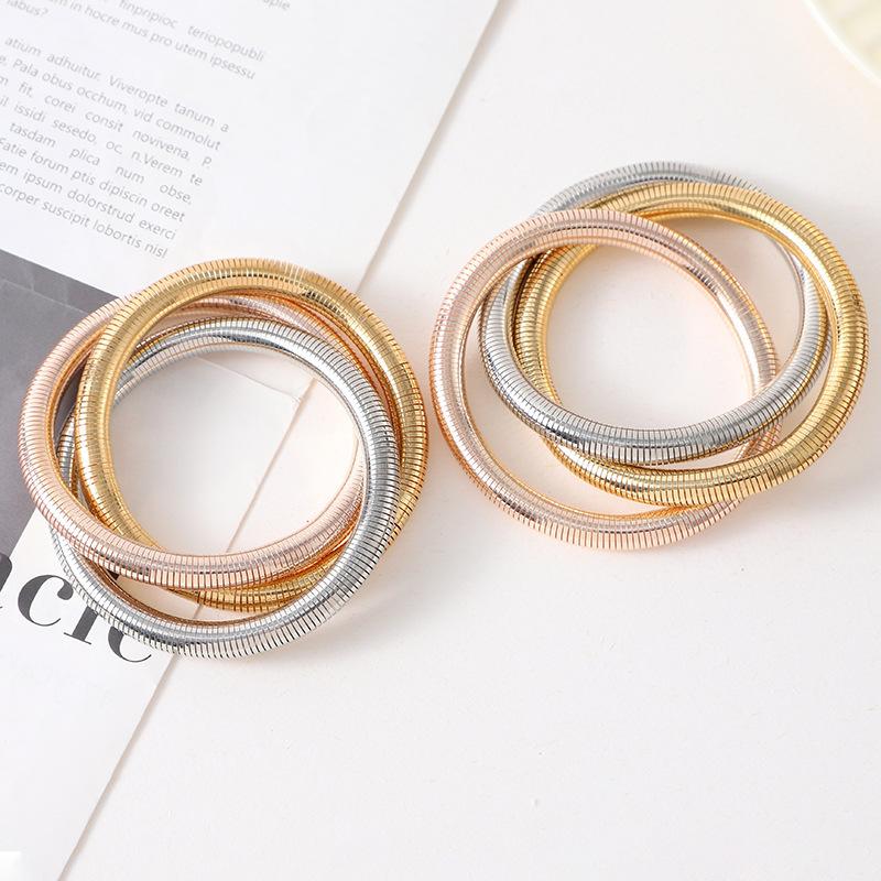 Bracciale Luce Lusso Moda Versatile Bracciale a Tre Strati Colore Misto Avvolgimento Bracciale Elastico