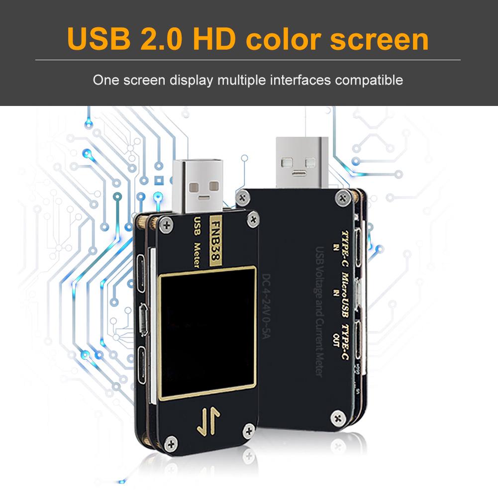 

Тестер протоколу швидкої зарядки Puntos FNB38 USB LCD QC4 PD3.0 2.0 PPS чорний