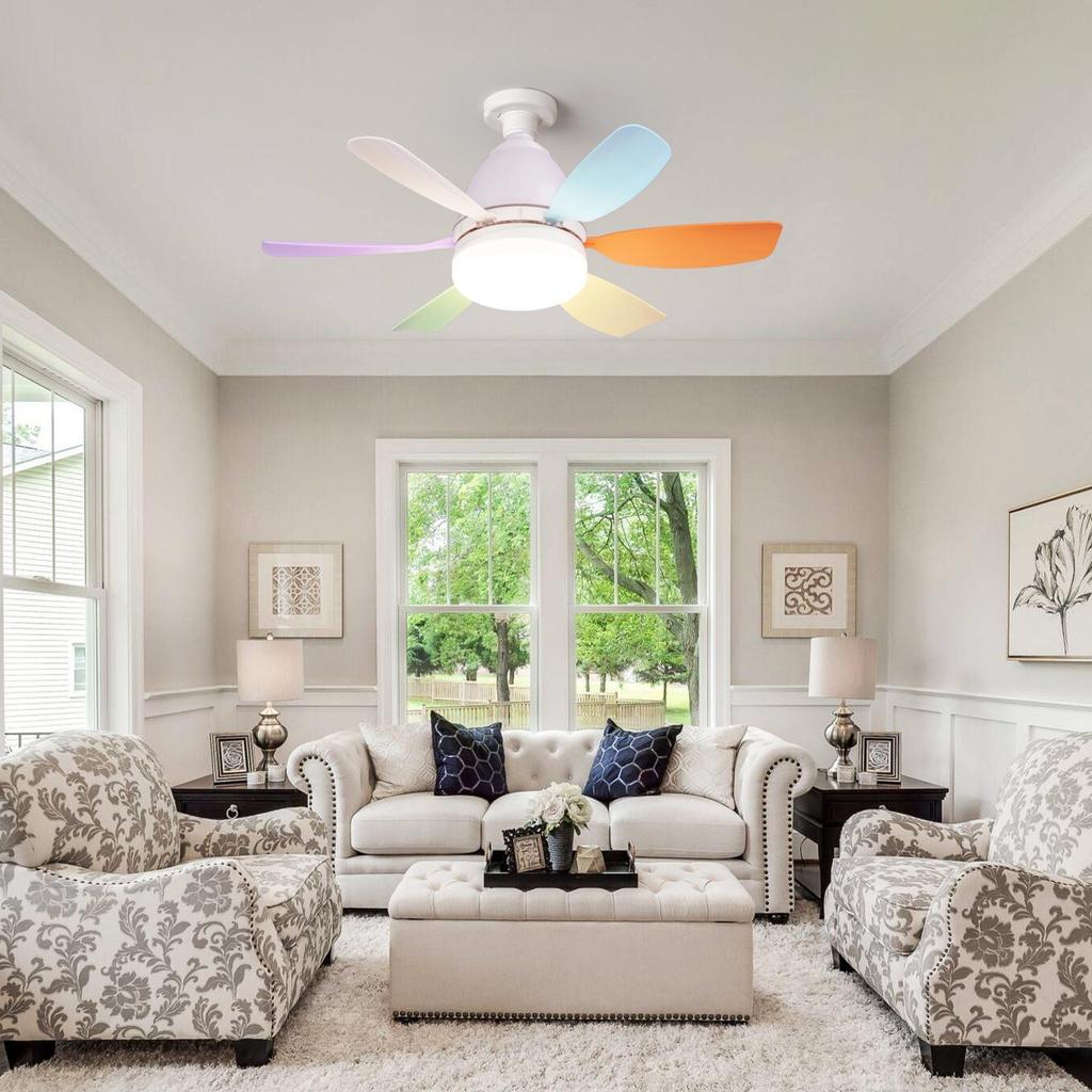 RGB LED Ceiling Fan Light - Modern Fan with Adjustable Lighting for Living Room or Bedroom