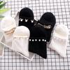 Black/White Korean Reto Pearl Socks Women Elastic Cotton Handmade Meias Creative Socks Harajuku Calcetines Mujer