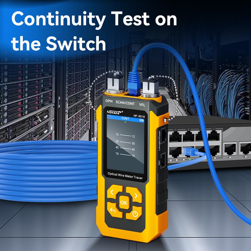NOYAFA NF-8518 Network Cable Tester Cable Tracker with OPM VFL PoE Checker Measure Length Tester Cable Finder Network Tools