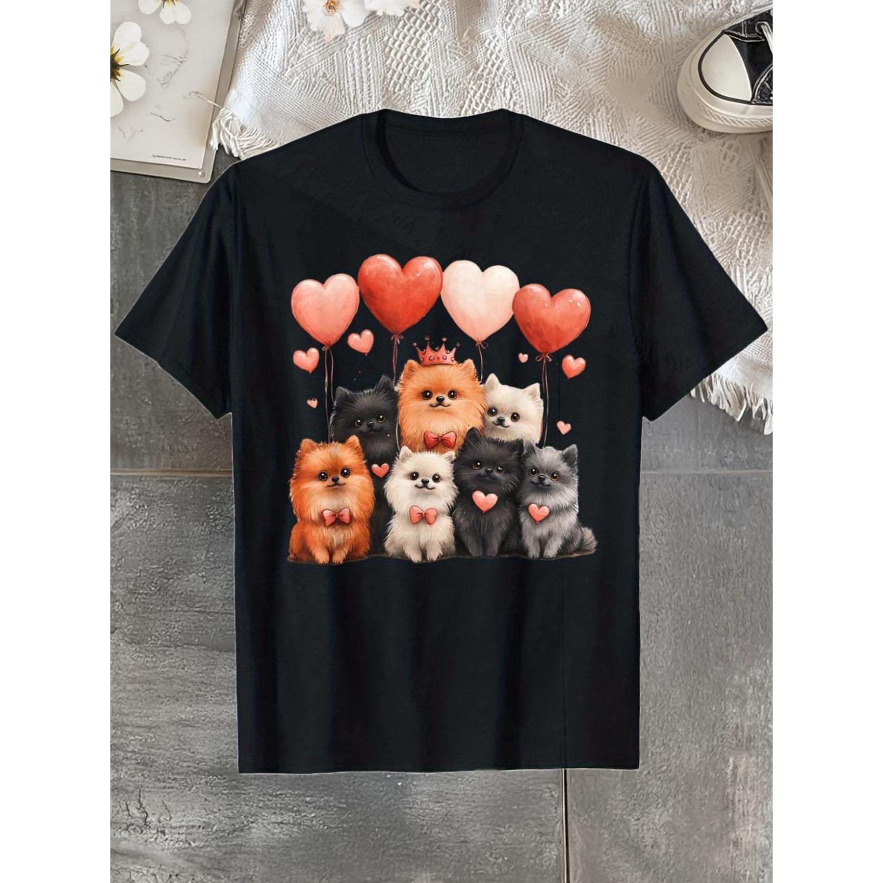 

Pomeranian Heart Valentines Day Couple Men Women T-Shirt, Suitable for All Men and Women Outdoor Short-sleeved T-shirts XXL