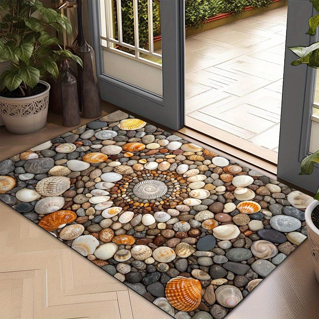 

Shell and Pebble Design Welcome Mat, Entrance Mat, for Living Room, Bedroom, Laundry Room, Office Mat, Home Farmhouse Decoration 40x60cm