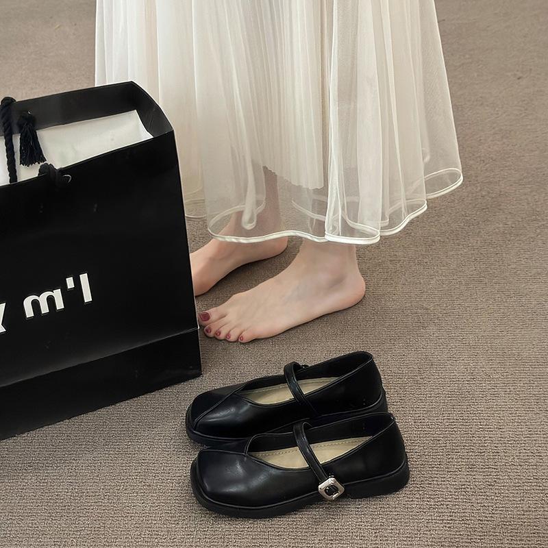 [Uncle Shoe] Small Leather Shoes French Mary Jane Shoes Women's Soft-soled Gentle Shoes Shoes Skirt Spring and Summer with Single Shoes Flat Bottom