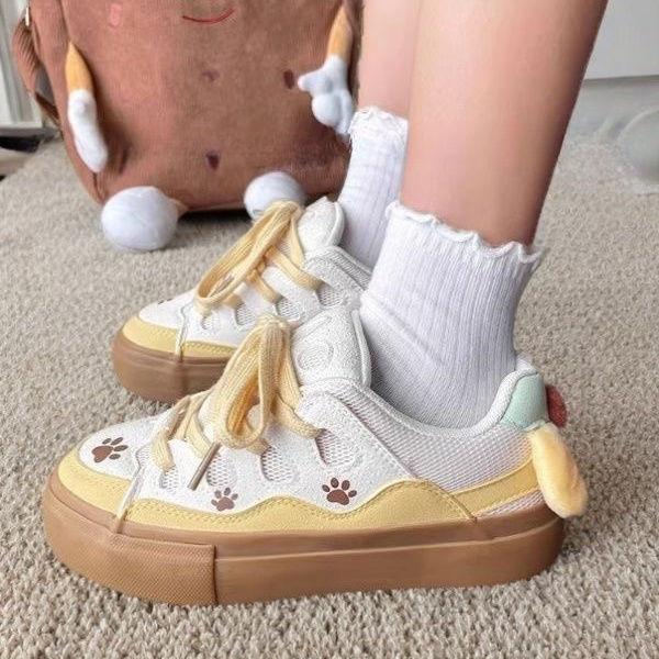 Thick sole tongue niche design high value student cotton versatile board cute pudding dog shoes board shoes cotton