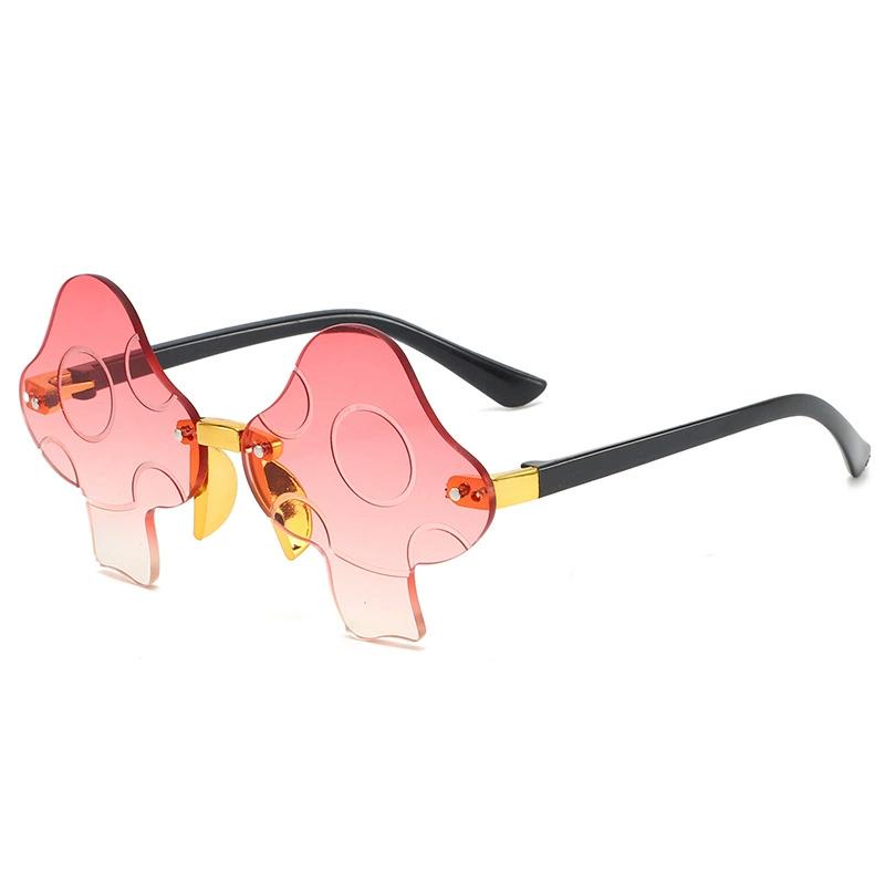 Mushroom Shape Sunglasses Irregular Rimless Sun Glasses Retro Trendy Fun Sunglasses for Women Men Halloween Decorations Party Fa