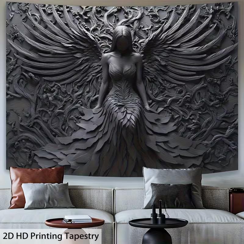 

2D Dark Angel Backdrop Cloth HD 2D Printing Angel Wings Photography Background 47.2x31.5inch/120*80cm