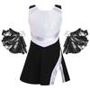 Girls Cheerleading Outfit Shiny Sequins Dress Matching Shorts Flower Ball Accessories Performance Set