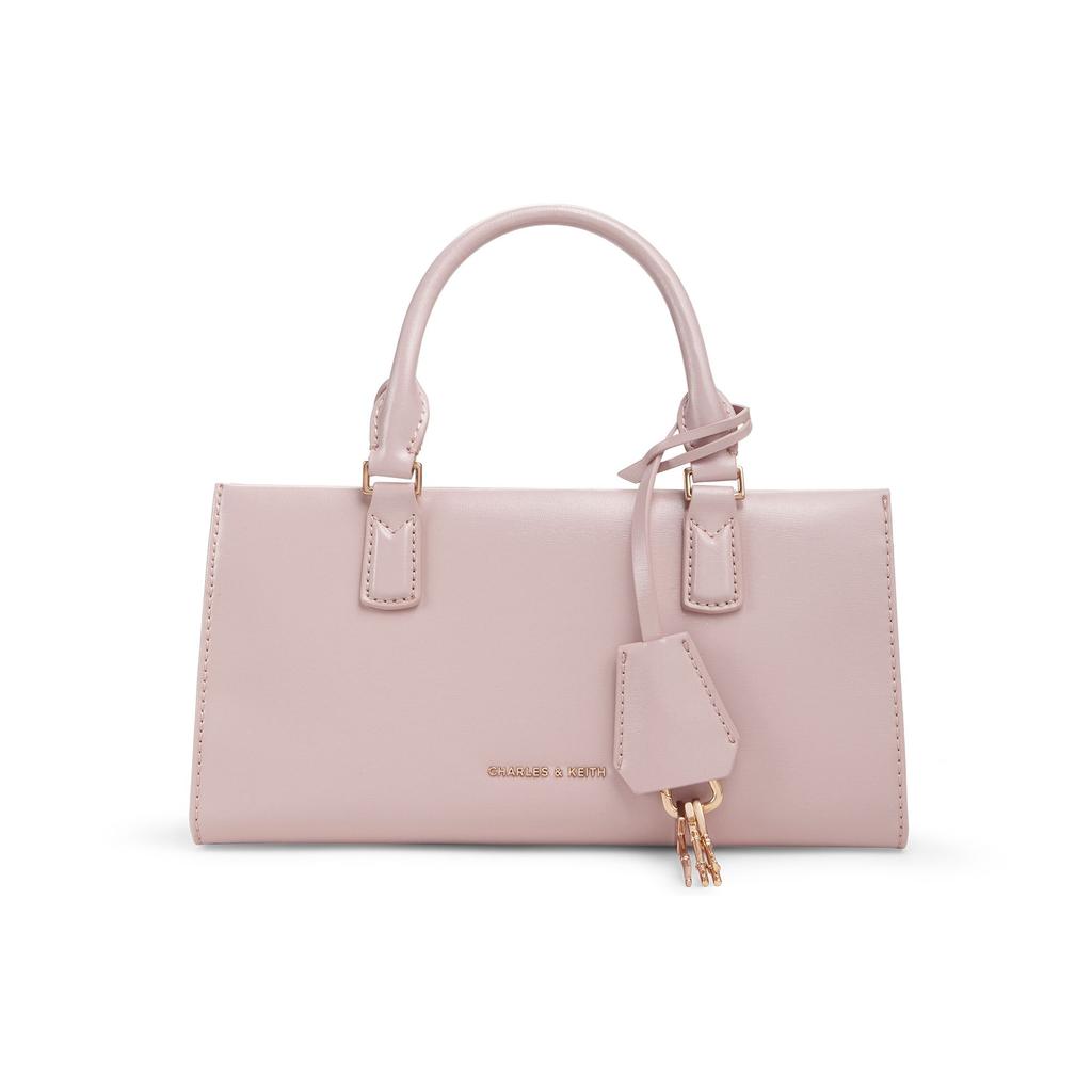 Charles & Keith Kerry Series Minimalist Shoulder Bag With Pendant PU Handbag Small Women handbags Black Light-Pink Cream CK2-30271481