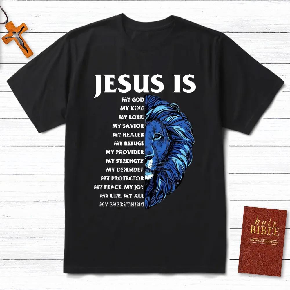 Jesus Is My God Christian TShirt Mens and Womens Short Sleeve Cotton Tees Y2k Shirt Men Clothing Summer Blouse Oversize Tops
