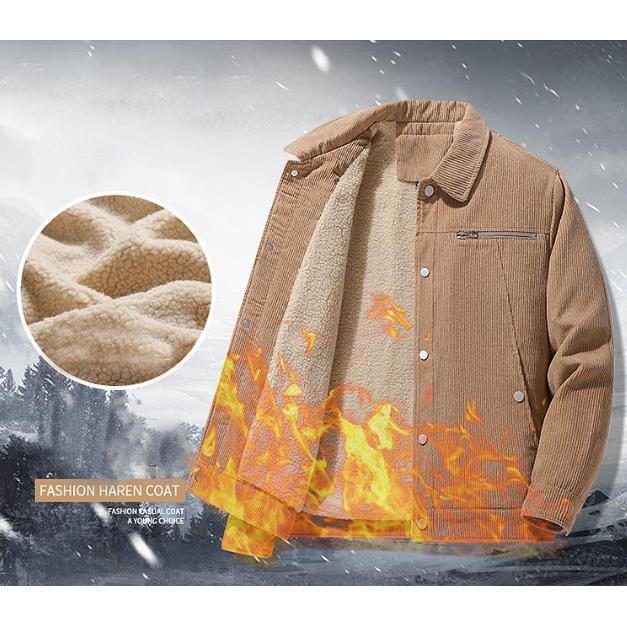Men's Cotton Padded Jacket Men Fleece Thickened Wool Winter Coat Windproof Warm