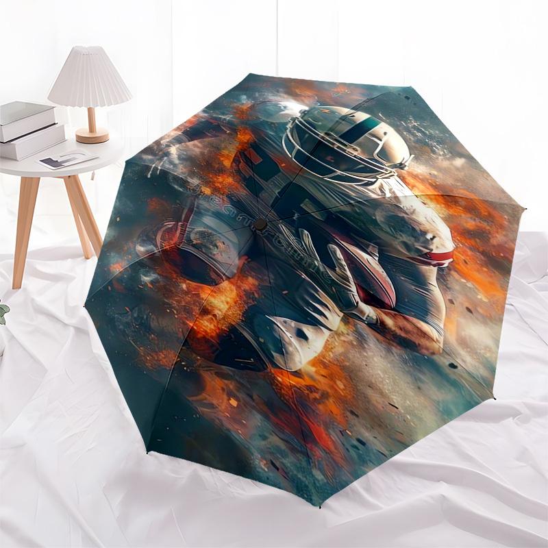 1pc American Football Player in Action Umbrella with Plastic Handle,Suitable for All Seasons UmbrellaPT506
