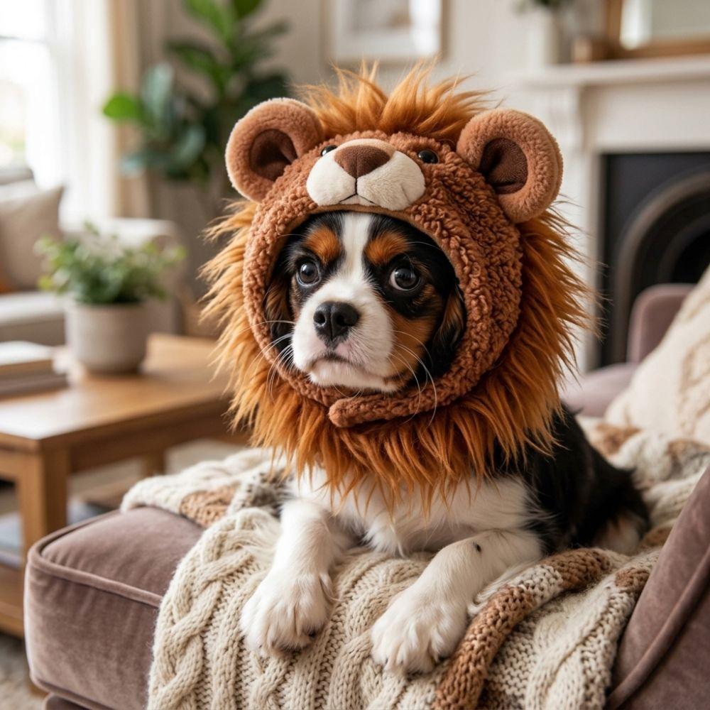 Funny Dog Plush Lion Hat Skin Friendly Cat Costume Headwear Cat Lion Shape Hood Birthday Gift