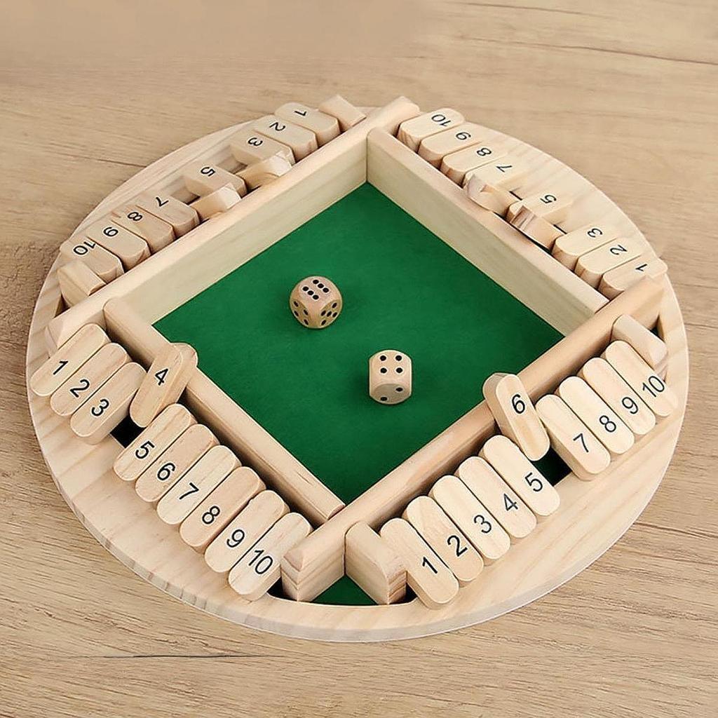 Shut The Box Educational Toys,Multicolor 4 Player Interactive Interesting Wood Tabletop Game