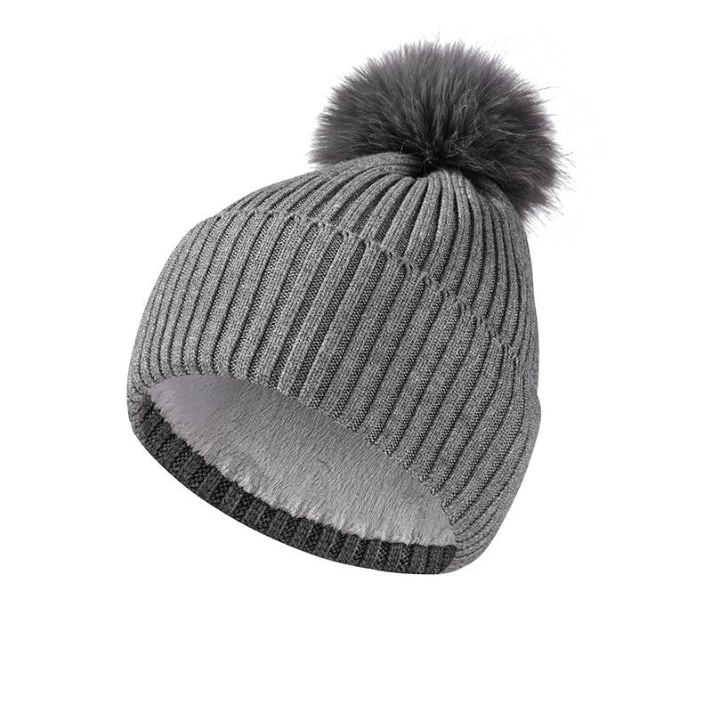 Herbst Winter Wollmütze Warme Wollkugel Strickmütze