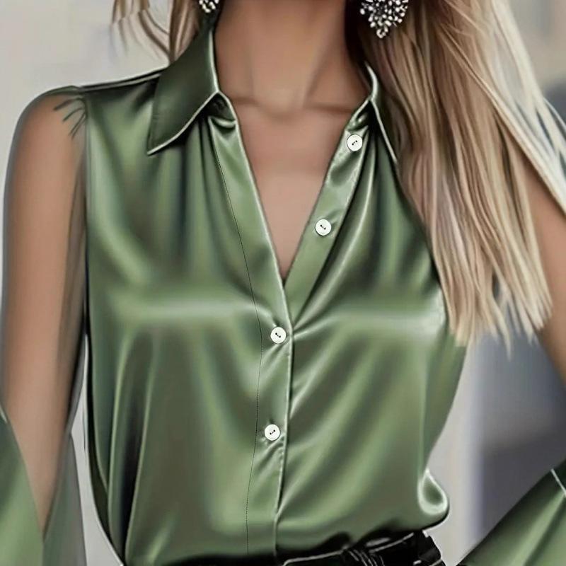 Spot 2026 Spring New Autumn Light Luxury High-end Long-sleeved Satin Shirt for Women