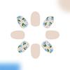 24Pcs Press on Nail Almond Glues on Nail French Fake Nail Designs False Nail Artificial Nail Gifts for Women Girls