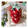 MOKOYA Fluffy Berry Stylish Strawberry Body Pillow, Soft Chenille Weave, Cute, Hand-knitted, Chewy Cushion, Strawberry, Red