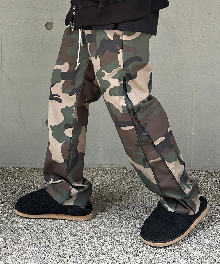 Keullako Cotton Side Zipper Pants (Camo)