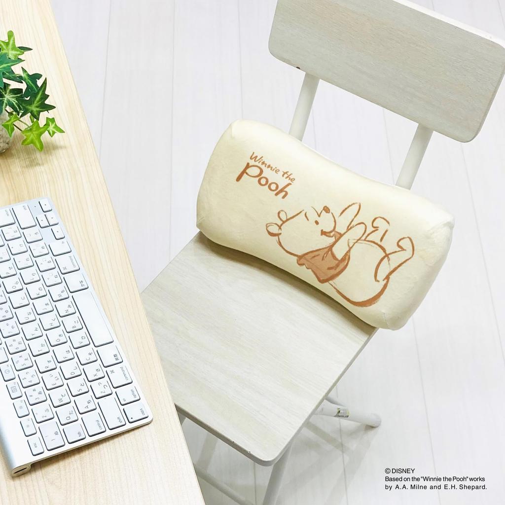 MORIPiLO Morishita Memory Foam-Kissen, Winnie Puuh, 15 x 31 cm, Taillenstütze, Rückenstütze, Stofftierkissen, Disney, Pastellgelb, 4621192