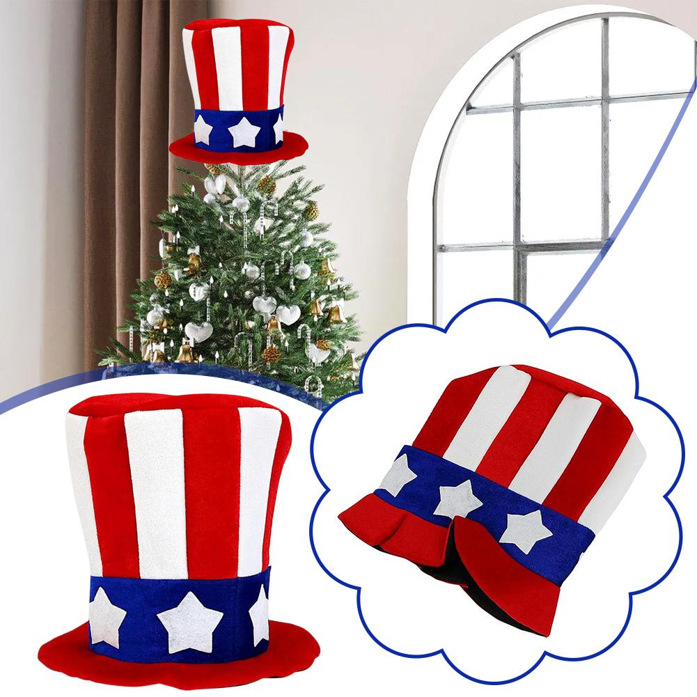 Party Samthut Rot Weiß Blau Unabhängigkeitstag Flagge Kleid Onkel Hut Sam Zylinder Hoch F2C5