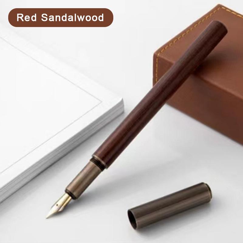 Luxury Retro Wood Bronze Fountain Pen Office Business Writing Art Calligraphy Ink Pens 0.5Mm School Student Stationery Gifts