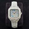 Luxury Diamond Watches for Women Fashion Silver Iced Out Square Wristwatch High Quality Bling Party Jewelry Clock Wedding Gift