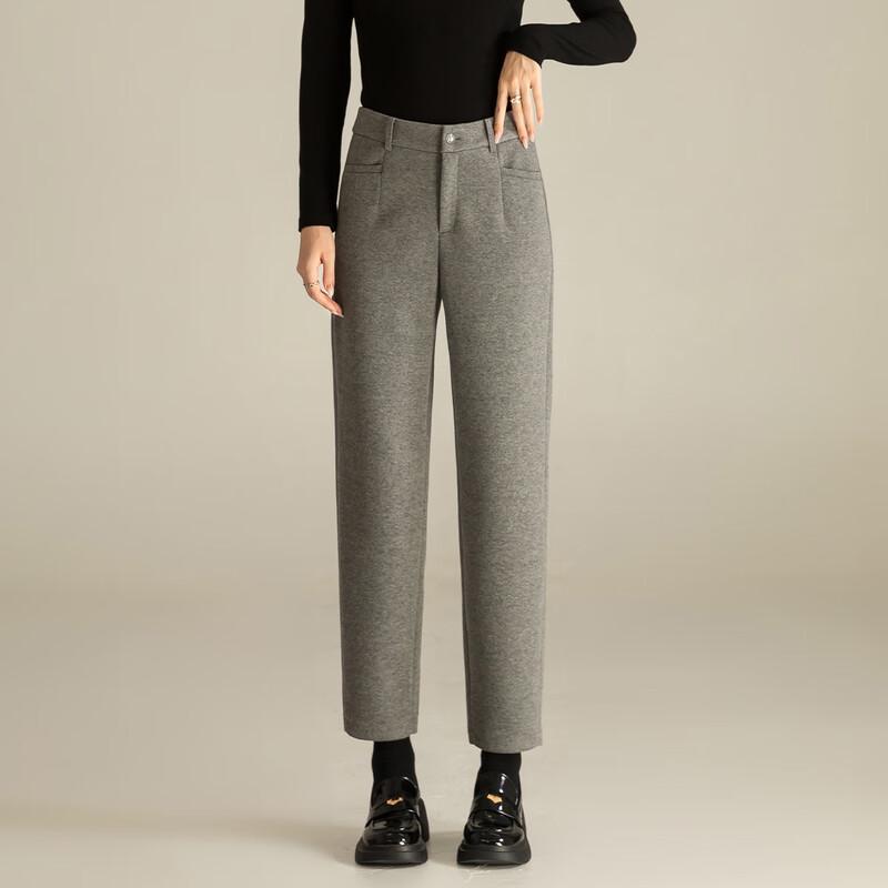 Mengshuya Women's Herringbone Wool Blend Harem Trousers