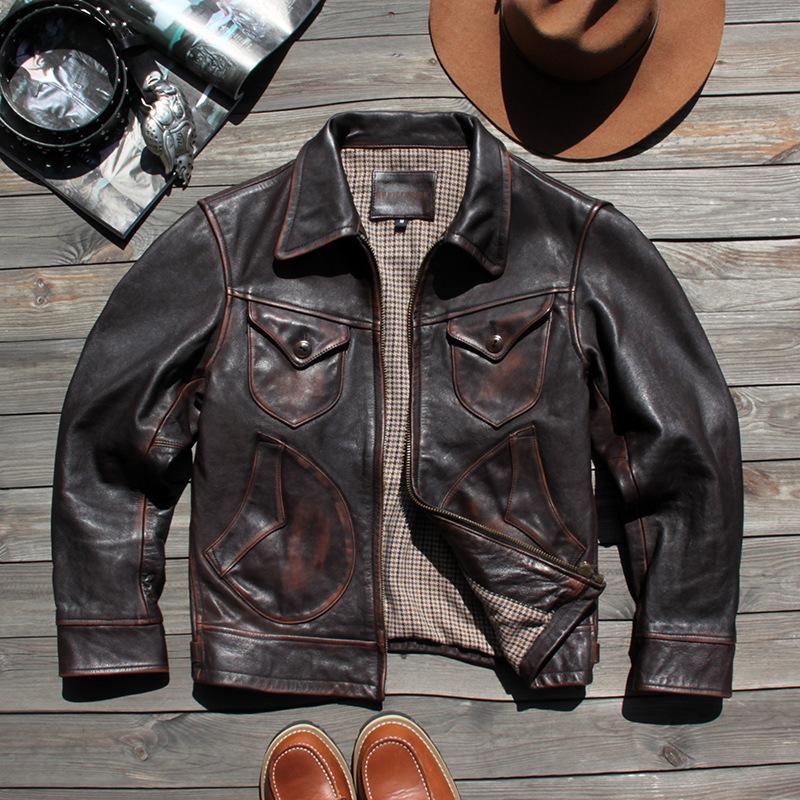 Men`s American Retro Slim-Fit Tea Brown
