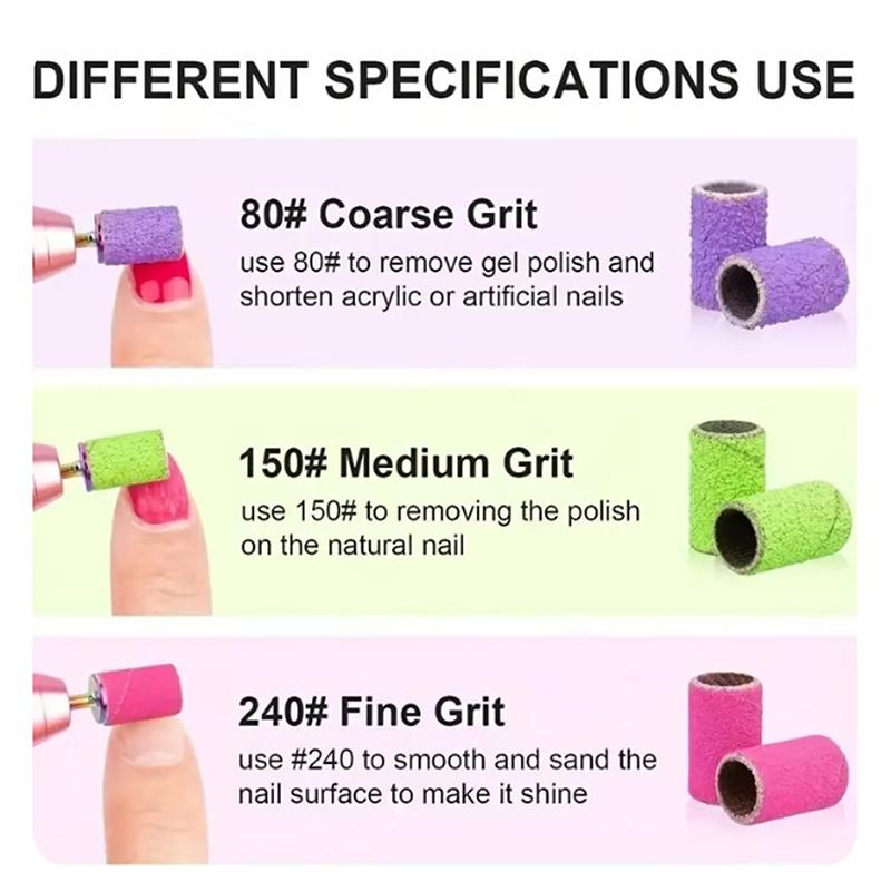 Nail Sanding Ring Bands 210 Pcs Grit Electric Manicure Drill Grinding Heads Uv Gel Polish Removal Pedicure Abrasive Tools