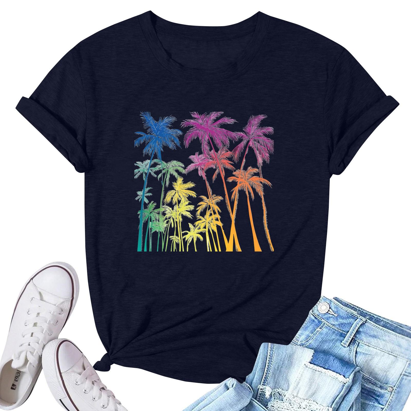 

Женская модная повседневная плиссированная футболка с коротким рукавом с принтом XL тёмно-синий