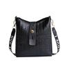 Crocodile Pattern Bucket Shoulder Crossbody Women's Bag Versatile Trend Stone Pattern Buckle Niche Bag