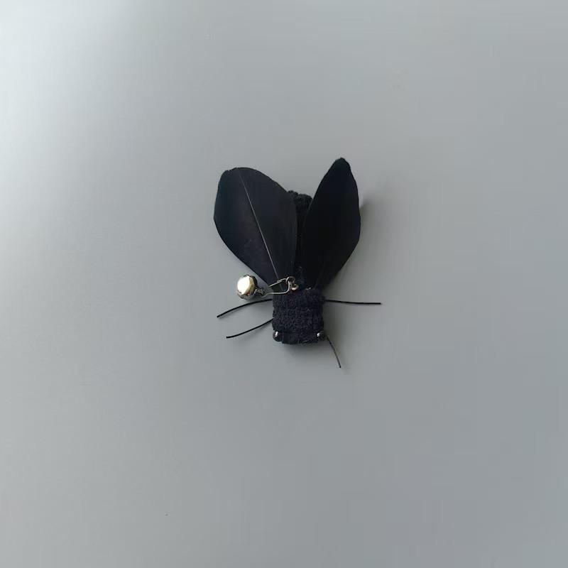 2pcs Artificial Insects Cat Teasing Stick Change Head Toy Pet Feather Wings Toys