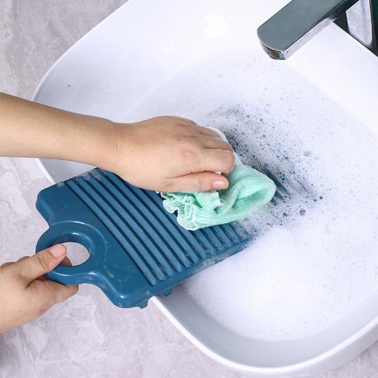 Mini Washing Board Wavy Stripe Hanging Hole Anti-slip Thickened Bottom Groove Plastic Underwear Sock Towel Laundry Washing Board Household Supplies