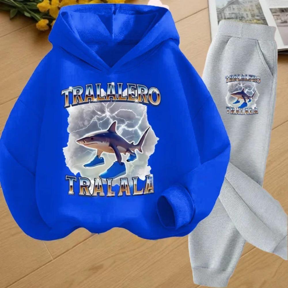 Autumn Italian Brainrot Print Kids Hoodie+Pants Suit Boys 2pcs Set Fashion Casual Girls Tracksuit Children Long Sleeve Outfits