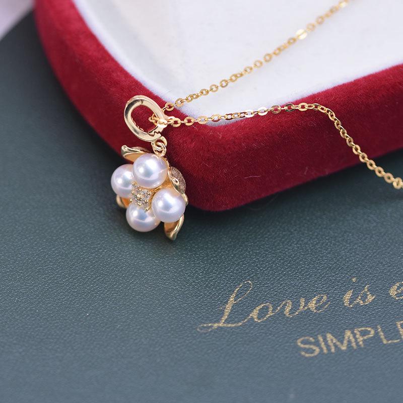 Hochelastische Süßwasserperlen-Anhänger-Halskette, 5-6 mm, mit S925 Silberkette