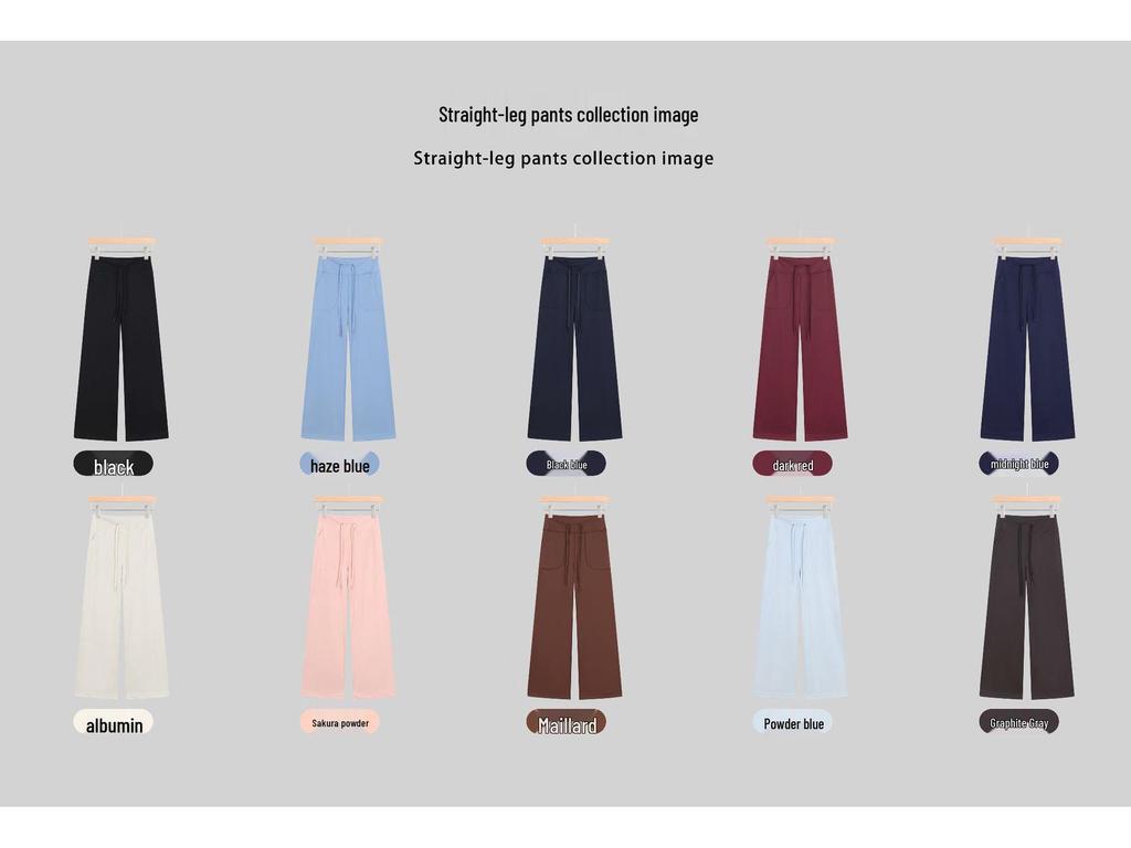 Lulu-Inspired High Waist Yoga Pants - Drawstring Straight Leg with Loose Drape for Casual Sports