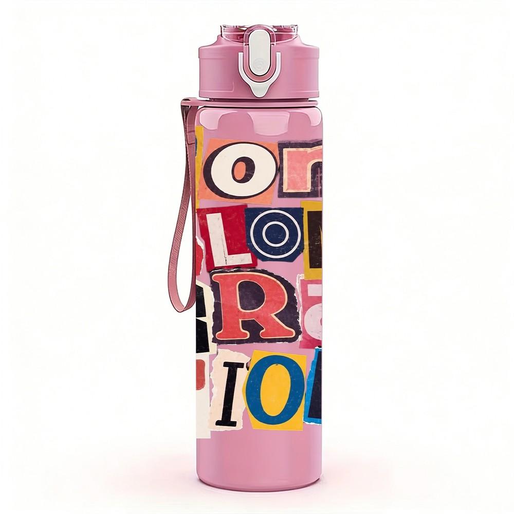 1PC Communication Colorful 750ml sports water bottle leakproof straw lid outdoor office home