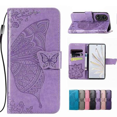Husă portofel tip flip din piele cu model fluture pentru Huawei P30 P40 Honor X8 5G 70 X7B X8B X9B X7A X8A X6 X9C X7C 90 20 200 400 Lite Nova 9 12S 10 11
