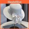 Chic French Silk Ribbon Butterfly Bow Pearl Straw Hat Women's Summer Round Top Sunshade Versatile Hat