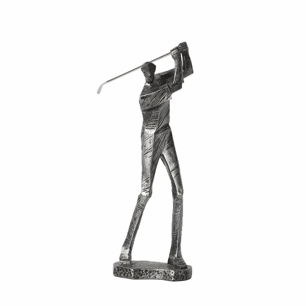 Golfer Statue with Golf Club Silver-Gray Sculpture Stylish for Desk