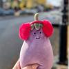 UK Jellycat Aubergine Plüsch Schlüsselanhänger mit roten und gelben Ohrenschützern