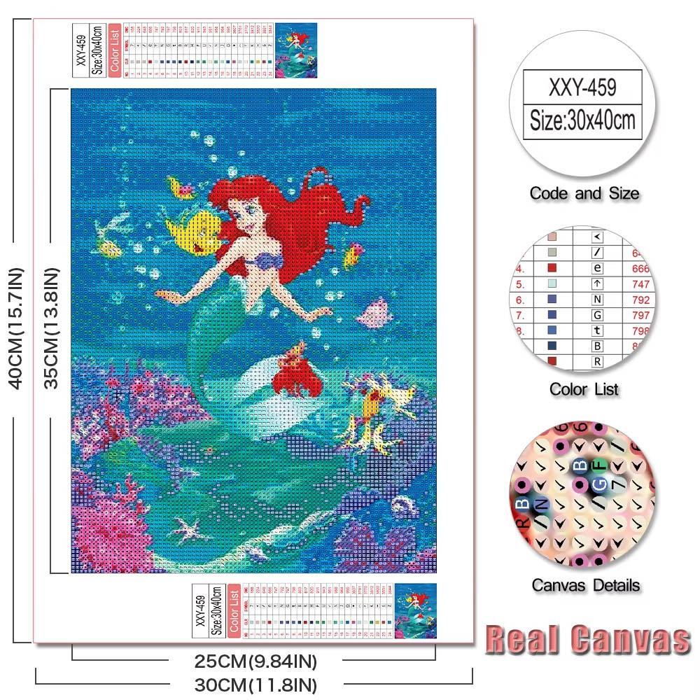Disney La Sirenetta Ariel Collezione Oceano Pittura Diamante 5D Piena di Diamanti Fai da Te Pittura Diamante Fatta a Mano Cartone Animato Decorazione Kit Pittura