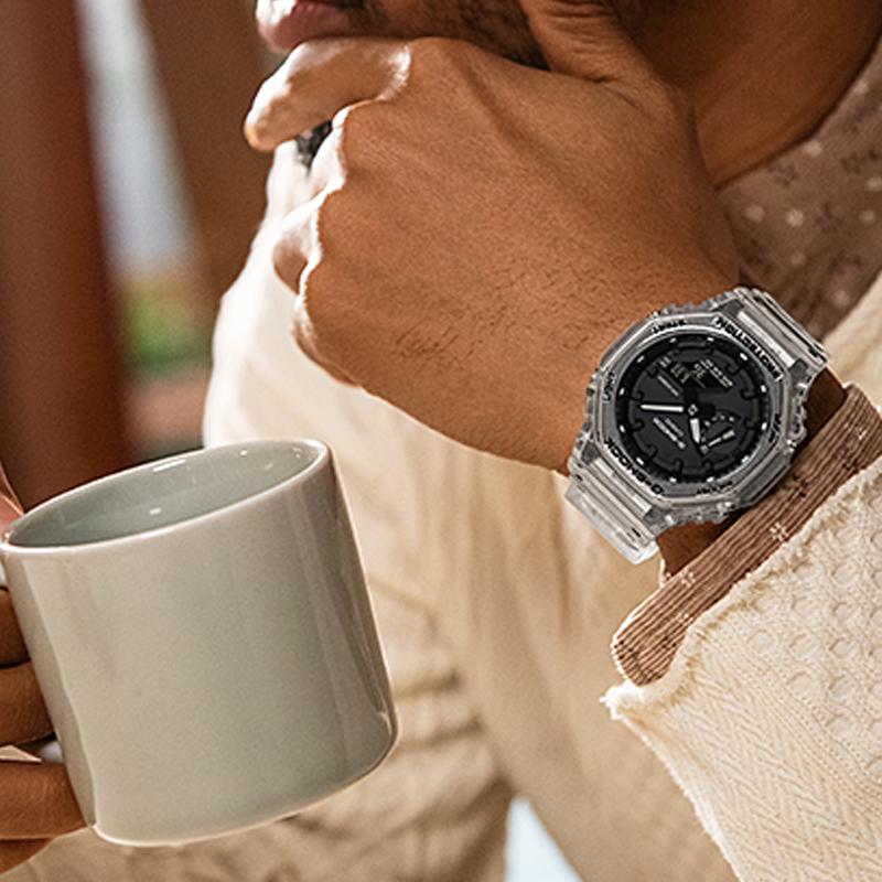 Casio Custom Watch G-Shock Custom Ice Cube Watch Box Shockproof Waterproof Quartz Movement Resin Strap Men watches black GA-2100SKE-7A