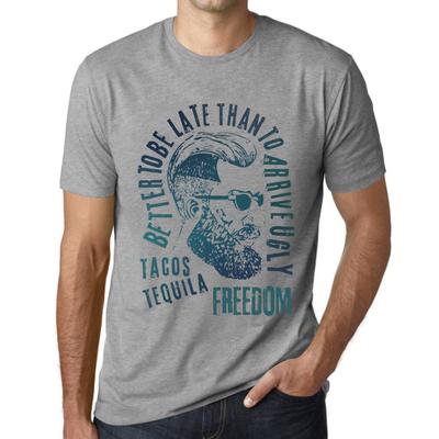 Men’s Vintage Tee Shirt Graphic T Shirt Tacos, Tequila and Freedom Grey Marl