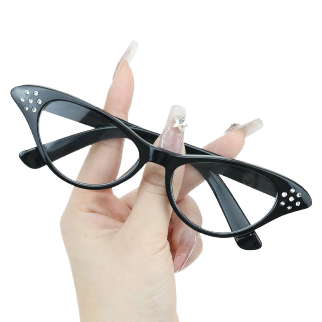 Vintage Glasses for Adult and Kids with Rhinestones Unisex Nerd Styles Clear Lens Glasses for Cosplay Costume Party