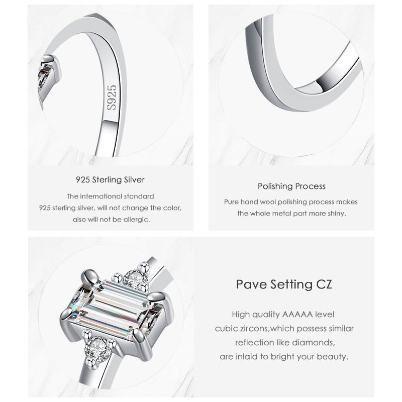 Modian 925 Sterling Silber klassischer Charme Smaragdschliff Zirkonia Fingerringe für Frauen hypoallergener Hochzeitsschmuck
