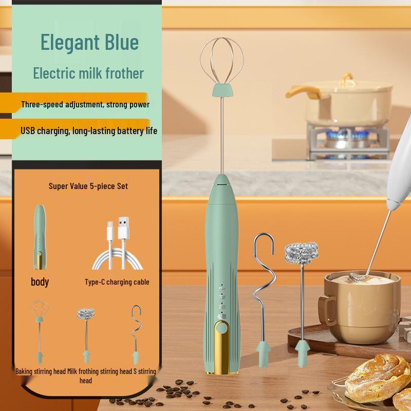 Stylish Electric Handheld Milk Frother & Mixer for Coffee and Eggs